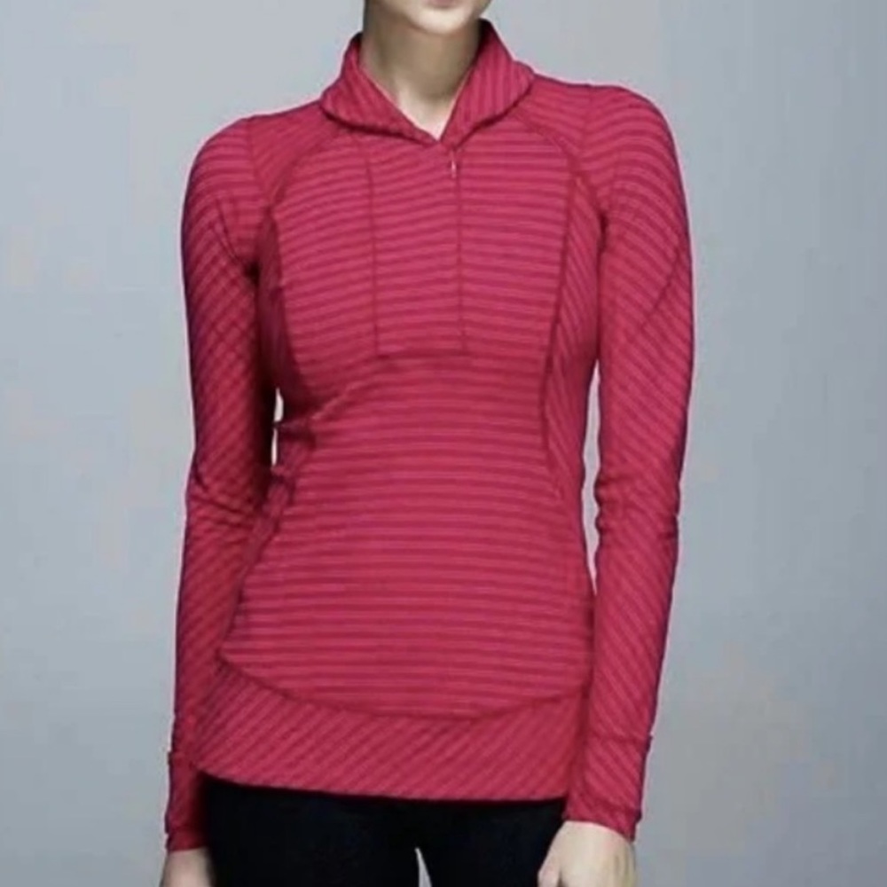 Lululemon Think Fast Running Pullover Striped Berry 4